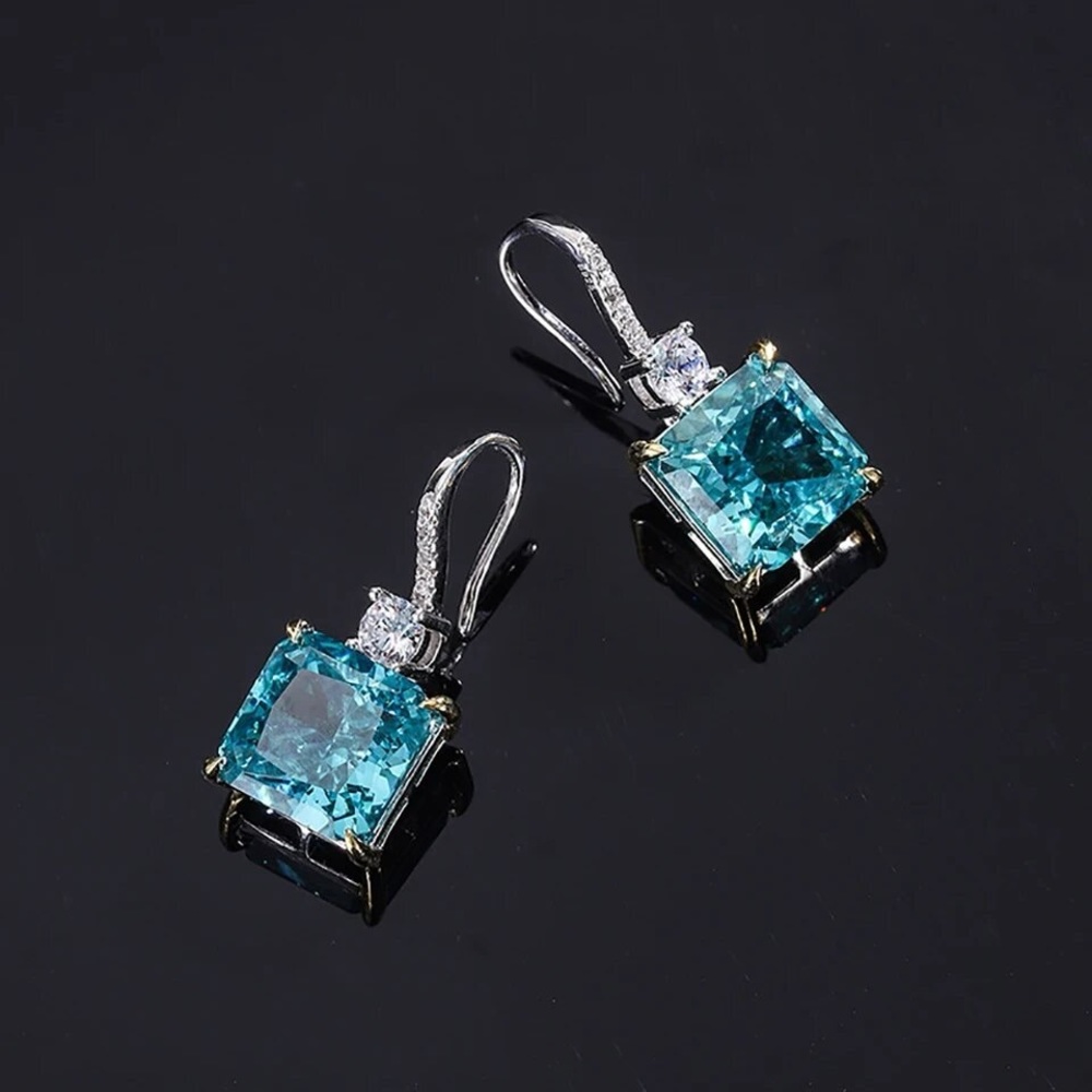 4ct Blue Tourmaline Earrings - Picture 6 of 11